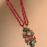 Royal Ruby Opulence: Ornate ruby beaded necklace - Isaana Collection
