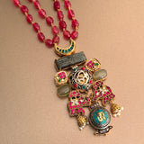 Royal Ruby Opulence: Ornate ruby beaded necklace - Isaana Collection