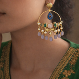 Royal Prism Chandbali: With Blue Sapphire in Drop Cut