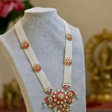 Aurora gem white mesh kundan necklace