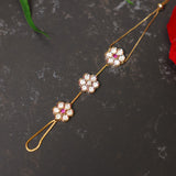 Haath Phool With White & Pink Kundan Embellishments