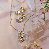 Antique Moozanite polki stone Pendant set