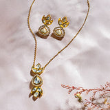 Antique Moozanite polki stone Pendant set