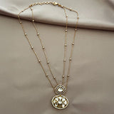 Lustrous layered moozanite polki  Pendant set