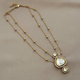 Lustrous layered  moozanite polki  pendant set