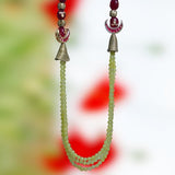 Lime green layered crystals