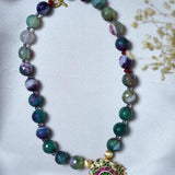 Shaded green and purple agate beads