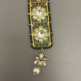 Emerald Royal Vault:  rajwada style pearl beaded long chain  with emerald detailing- Isha Collection