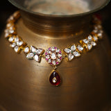 Pink Semi-Precious Stone Heritage Armband with Kundan Studded Embellishments