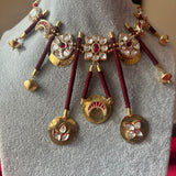 Meteor Shower: Emerald Threaded Necklace with Kundan & Stone-Studded Celestial Orbs" - Isaana Collection