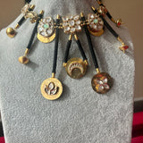 Meteor Shower: Emerald Threaded Necklace with Kundan & Stone-Studded Celestial Orbs" - Isaana Collection