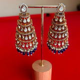 Waterfall Kundan with green beads - Jumkha