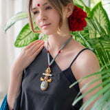 Grey & Gold Statement necklace (Pure Silver)