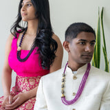 Magenta agate stone beads necklace