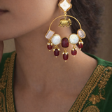 Royal Prism Chandbali: With Deep Red Stones Detailing